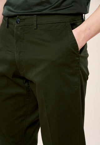 Pantalone Chino Slim Fit in Cotone Stretch|Colore:Verde