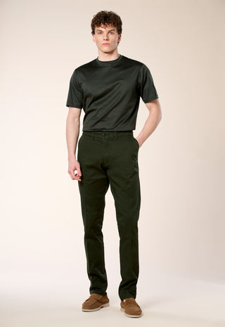 Pantalone Chino Slim Fit in Cotone Stretch|Colore:Verde