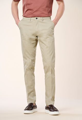 Pantalone Chino Slim Fit in Cotone Stretch|Colore:Toupe