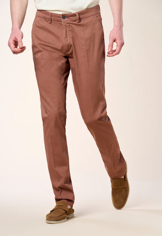 Pantalone Chino Slim Fit in Cotone Stretch|Colore:Mattone