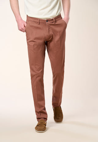 Pantalone Chino Slim Fit in Cotone Stretch|Colore:Mattone