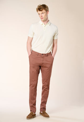 Pantalone Chino Slim Fit in Cotone Stretch|Colore:Mattone