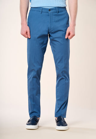 Pantalone Chino Slim Fit in Cotone Stretch|Colore:Cielo