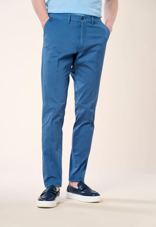 Pantalone Chino Slim Fit in Cotone Stretch|Colore:Cielo