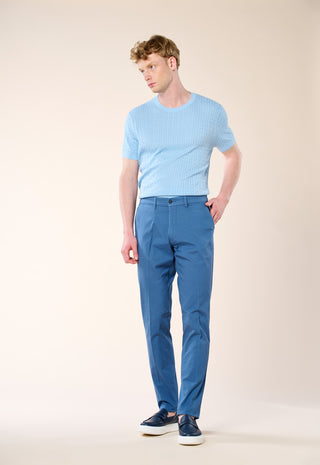 Pantalone Chino Slim Fit in Cotone Stretch|Colore:Cielo