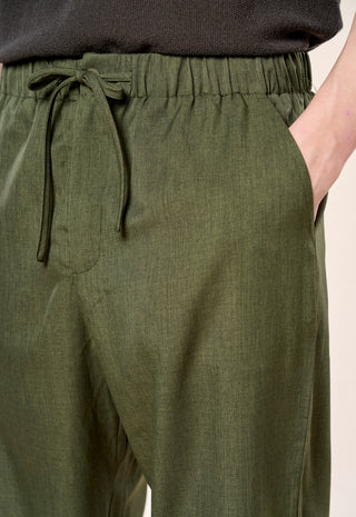 Pantalone Relaxed Fit con Coulisse|Colore:Militare