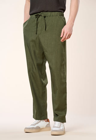 Pantalone Relaxed Fit con Coulisse|Colore:Militare