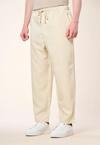 Pantalone Relaxed Fit con Coulisse|Colore:Crema