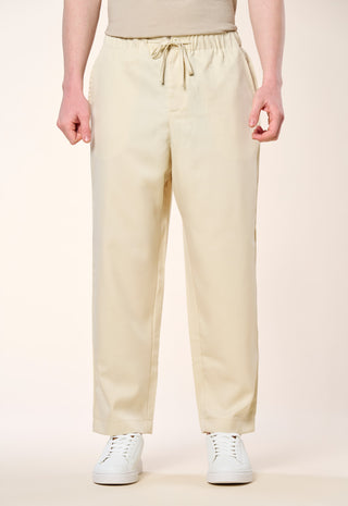 Pantalone Relaxed Fit con Coulisse|Colore:Crema