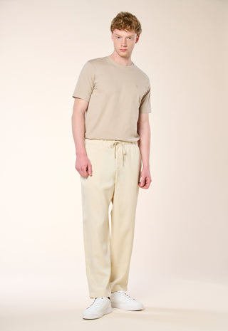 Pantalone Relaxed Fit con Coulisse|Colore:Crema
