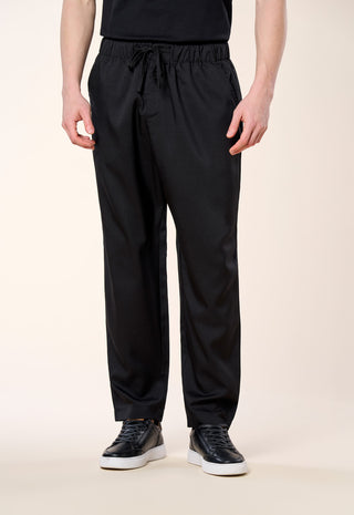 Pantalone Relaxed Fit con Coulisse|Colore:Black