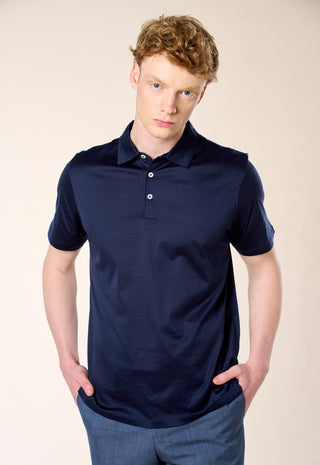 Polo in Filo di Scozia a Nido d’Ape|Colore:Blu