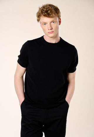 Maglia Girocollo Extrafine 100% Cotone|Colore:Black