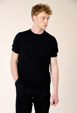 Maglia Girocollo Extrafine 100% Cotone|Colore:Black