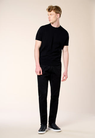 Maglia Girocollo Extrafine 100% Cotone|Colore:Black