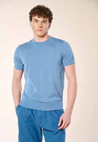 Maglia Girocollo Extrafine 100% Cotone|Colore:Azzurro