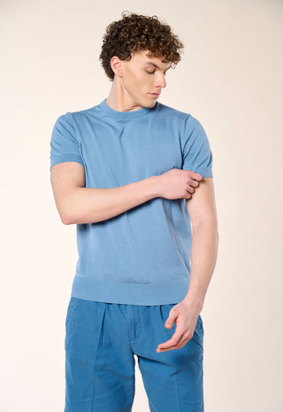 Maglia Girocollo Extrafine 100% Cotone|Colore:Azzurro
