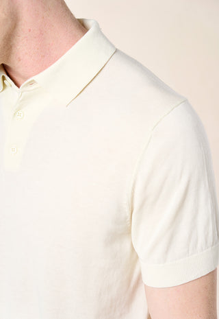 Polo in Maglia Extra Sottile 100% Cotone|Colore:White