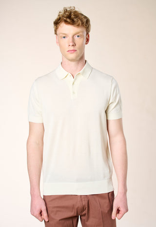 Polo in Maglia Extra Sottile 100% Cotone|Colore:White
