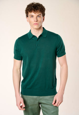 Polo in Maglia Extra Sottile 100% Cotone|Colore:Verde