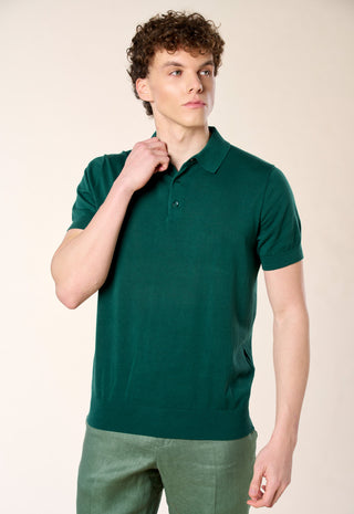 Polo in Maglia Extra Sottile 100% Cotone|Colore:Verde