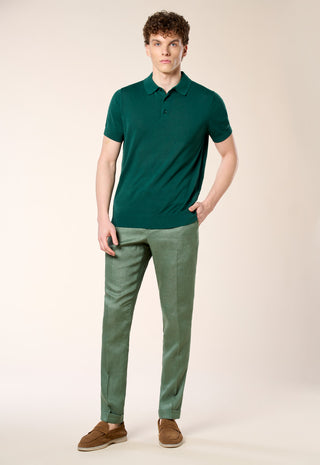 Polo in Maglia Extra Sottile 100% Cotone|Colore:Verde