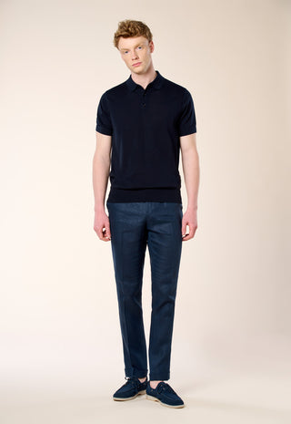 Polo in Maglia Extra Sottile 100% Cotone|Colore:Blu
