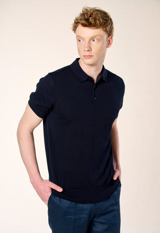 Polo in Maglia Extra Sottile 100% Cotone|Colore:Blu