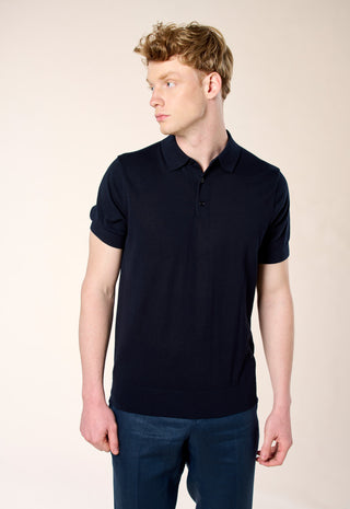 Polo in Maglia Extra Sottile 100% Cotone|Colore:Blu