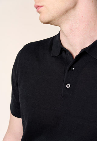 Polo in Maglia Extra Sottile 100% Cotone|Colore:Black