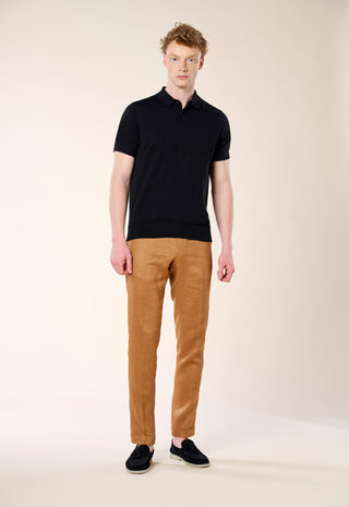 Polo in Maglia Extra Sottile 100% Cotone|Colore:Black