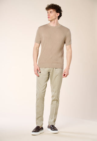 T-Shirt in Maglia a Trecce|Colore:Taupe