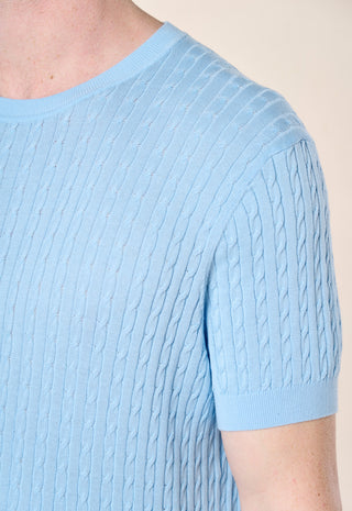 T-Shirt in Maglia a Trecce|Colore:Celeste 1
