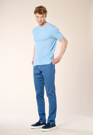 T-Shirt in Maglia a Trecce|Colore:Celeste 1