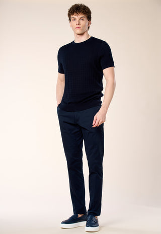 T-Shirt in Maglia a Trecce|Colore:Blu