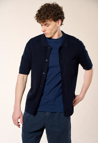 Cardigan Knit a Manica Corta|Colore:Blu