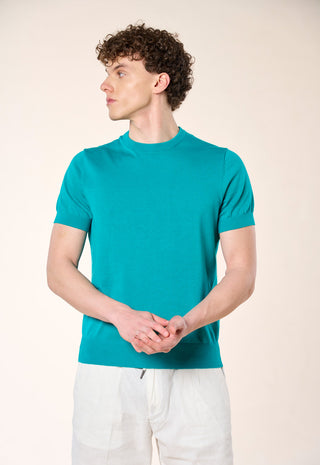 Maglia Girocollo Extrafine 100% Cotone|Colore:Acquamarina