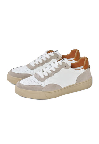 Sneaker Uomo Low Top Punta Traforata e Suede|Colore:White/gray/brown