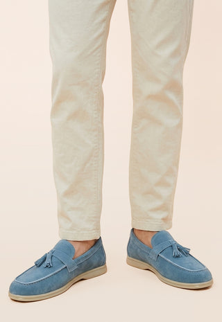 Mocassino Tassel Loafer in Camoscio|Colore:Light gray