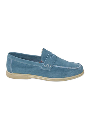 Mocassino Penny Loafer in Camoscio|Colore:Light gray