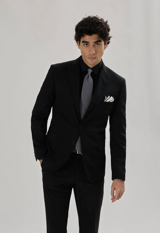 Abito Classico Monopetto in Lana Pettinata|Colore:Nero