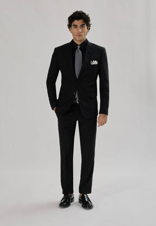 Abito Classico Monopetto in Lana Pettinata|Colore:Nero