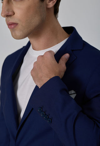 Abito Classico Monopetto in Lana Pettinata|Colore:Blu