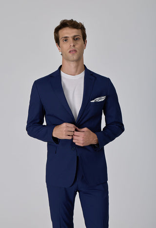 Abito Classico Monopetto in Lana Pettinata|Colore:Blu