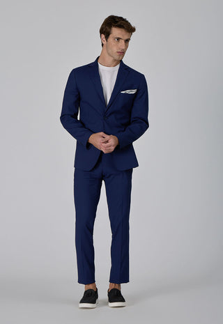 Abito Classico Monopetto in Lana Pettinata|Colore:Blu