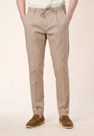 Pantalone Jogger-Chino con Coulisse|Colore:Tortora