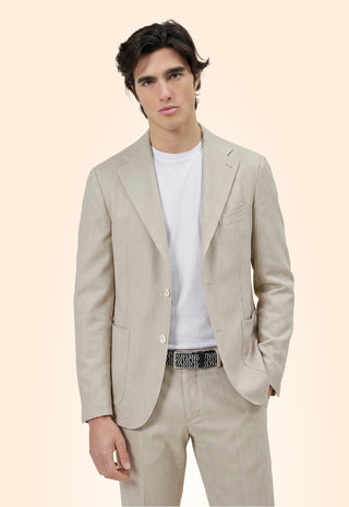 Giacca Due Bottoni Herringbone|Colore:Beige