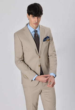 Abito Classico Monopetto in Lana Pettinata|Colore:Beige