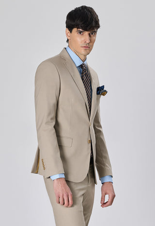 Abito Classico Monopetto in Lana Pettinata|Colore:Beige