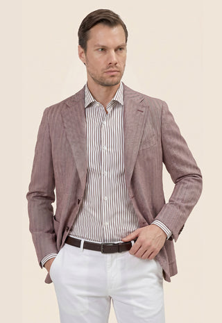 Giacca Due Bottoni Herringbone|Colore:Bordeaux
